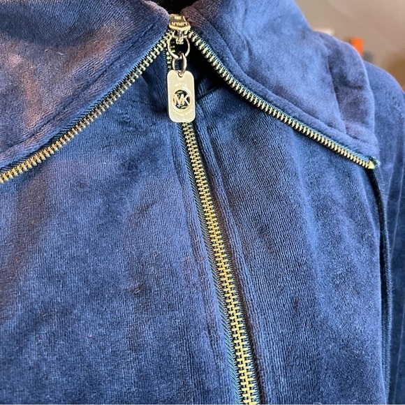 MICHEAL KORS Navy Blue Velour Zip Up Jacket Size XL - Picture 4 of 12